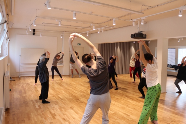 Students training in the studio with Kristin Linklater.